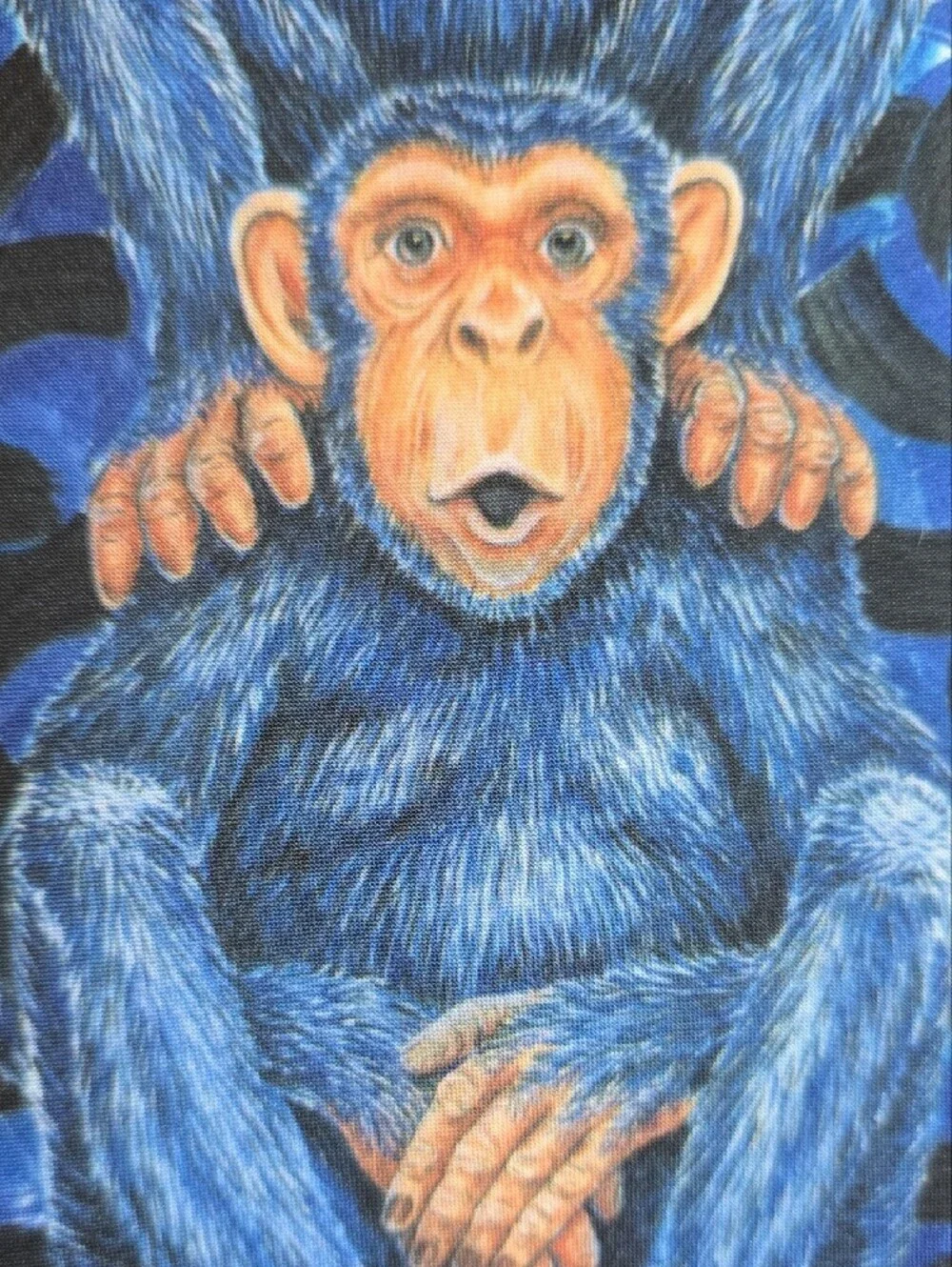 Blue Monkey Print Necktie - Unbranded